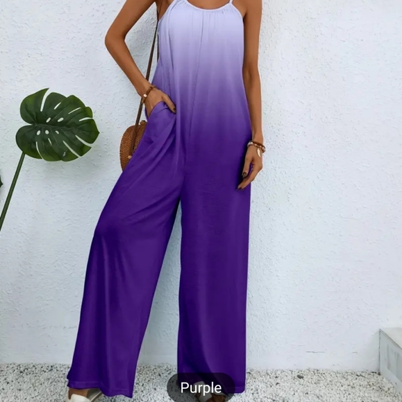 NWOT Boho gradient purple jumpsuit - Picture 2 of 4